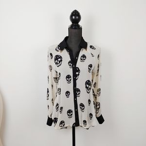 PINK OWL skull blouse